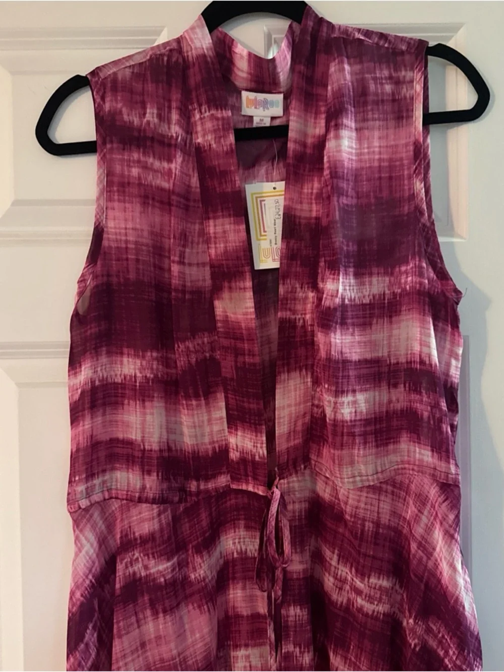 LuLaRoe Breeze Resort Sleeveless Magenta Tie-Dye Cover-Up Vacation NWT - Picture 3 of 5